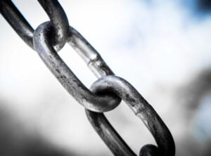 A strong link-building strategy symbolized by a chain link